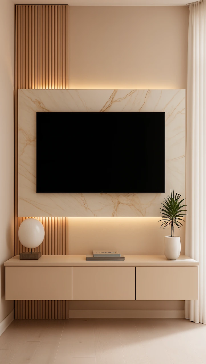 Vernieuwing van tv- en wanddecoratie in een moderne en stijlvolle stijl